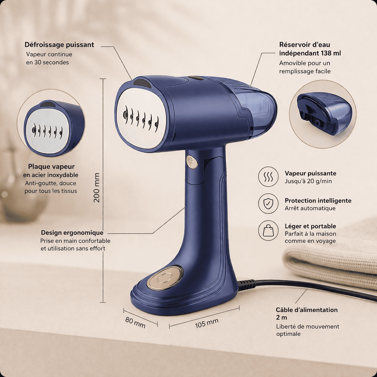 Défroisseur vapeur portable Veloria Steam™